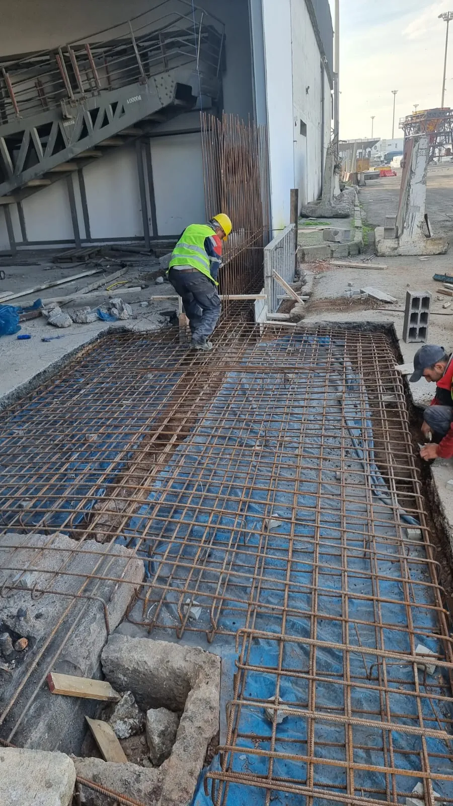 Ferraillage de dallage avant coulage